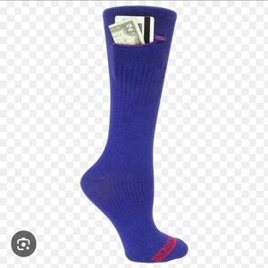 Pocket Socks Compression Crew Purple Zipper Pocket Travel Socks Womens S/M 16122